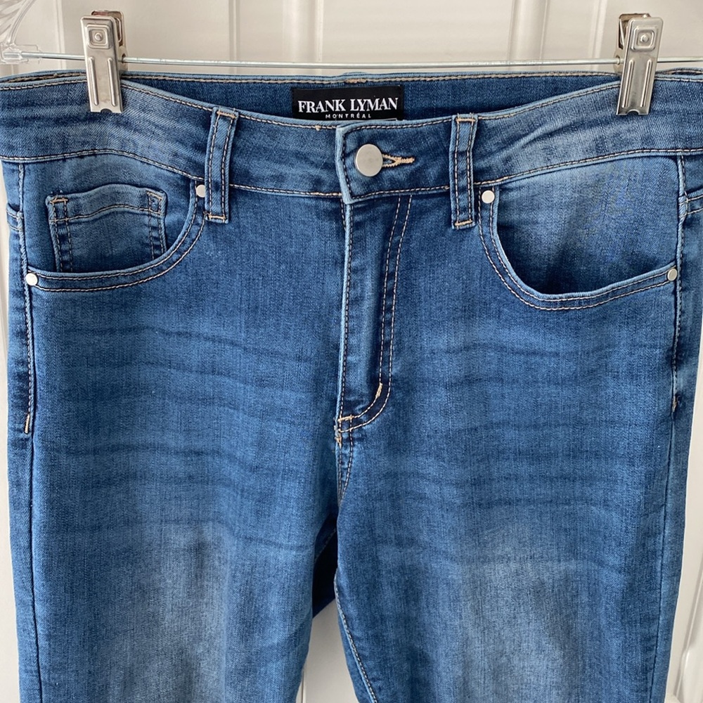 FRANK LYMAN Montreal • Blue Denim Slim 🎀 Crystal Bow & Pearl sparkely Jeans 👖 ⭐️ - Picture 9 of 16